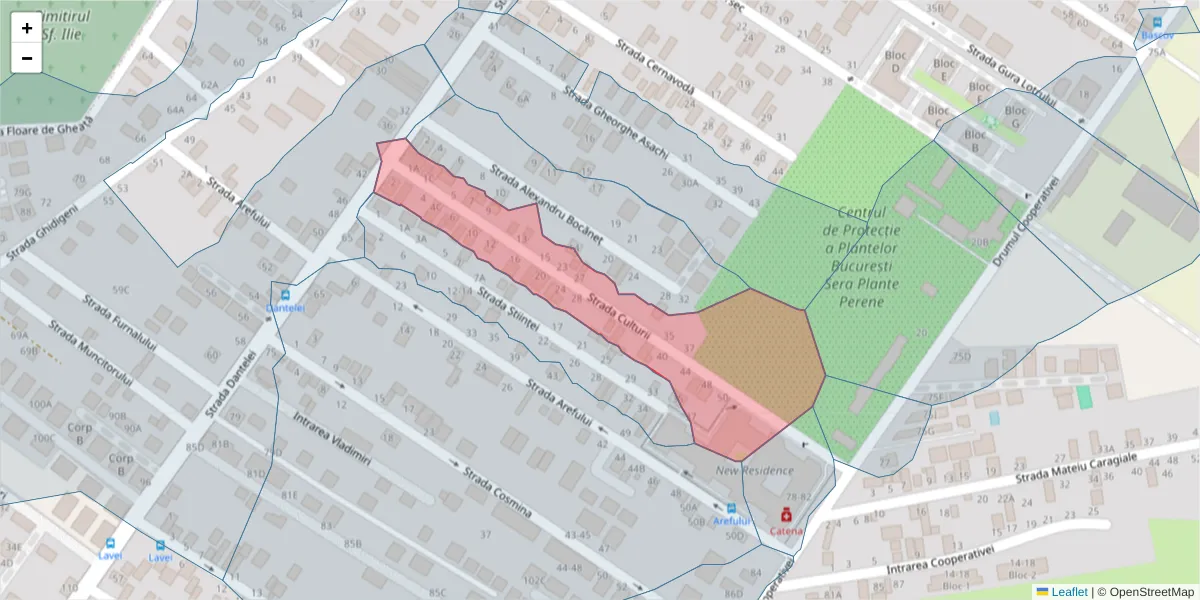 Hartă a codului poștal  și a codurilor poștale învecinate