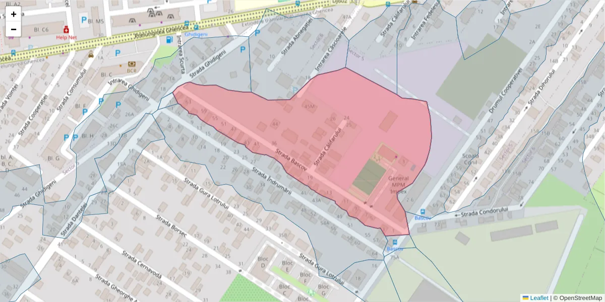 Hartă a codului poștal  și a codurilor poștale învecinate