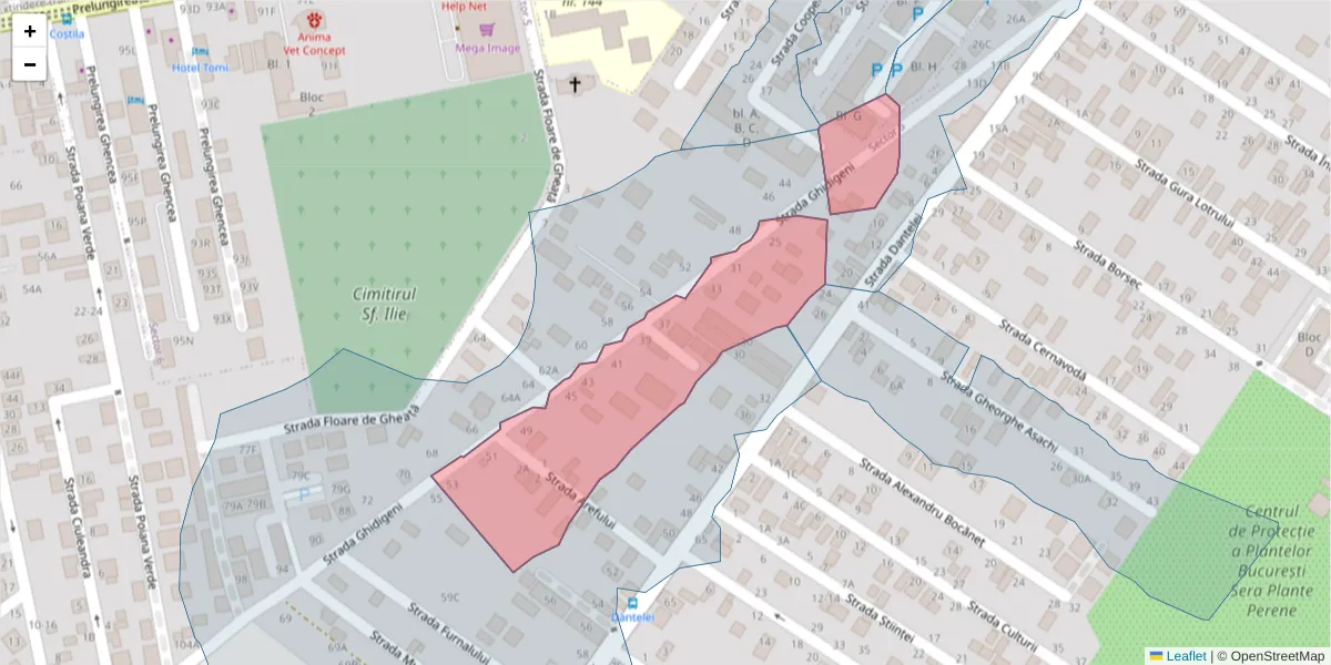 Hartă a codului poștal  și a codurilor poștale învecinate