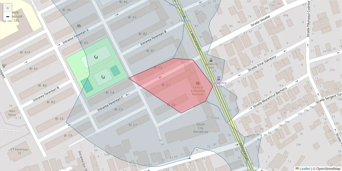 Hartă a codului poștal  și a codurilor poștale învecinate