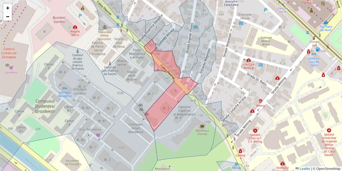 Hartă a codului poștal  și a codurilor poștale învecinate