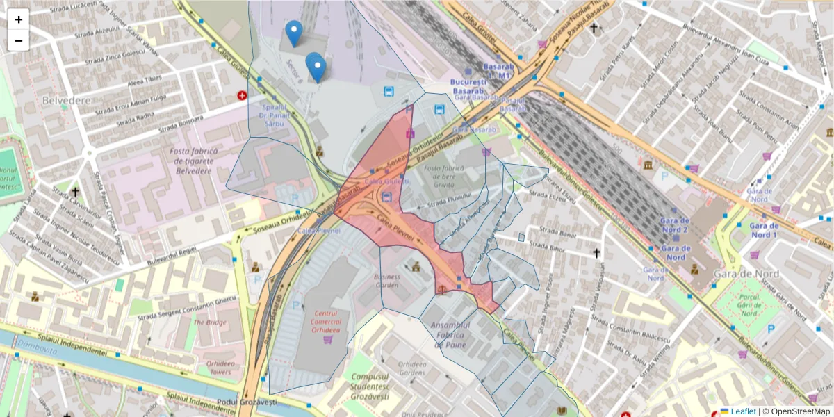 Hartă a codului poștal  și a codurilor poștale învecinate