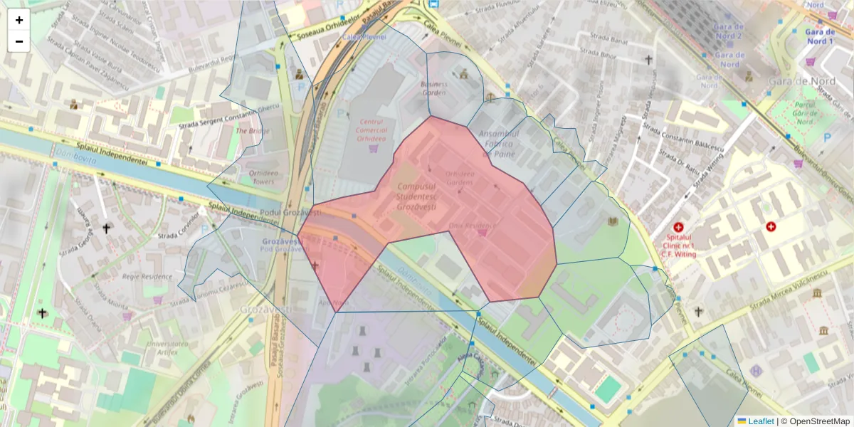 Hartă a codului poștal  și a codurilor poștale învecinate