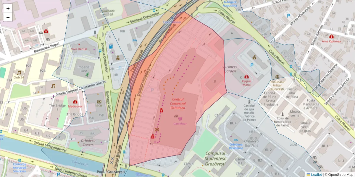 Hartă a codului poștal  și a codurilor poștale învecinate