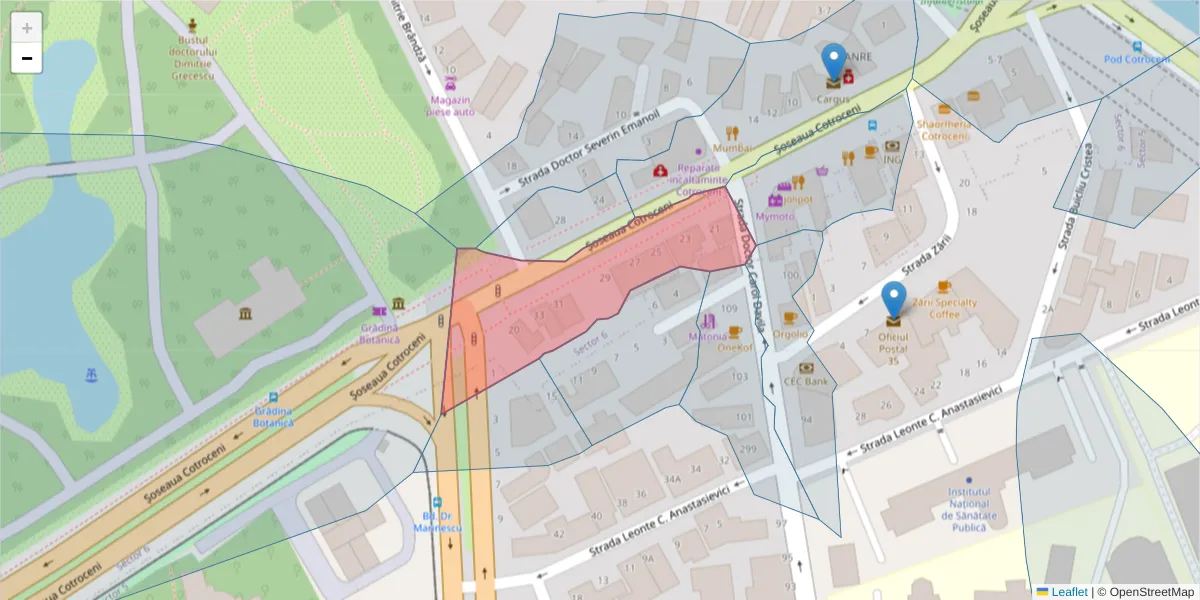 Hartă a codului poștal  și a codurilor poștale învecinate