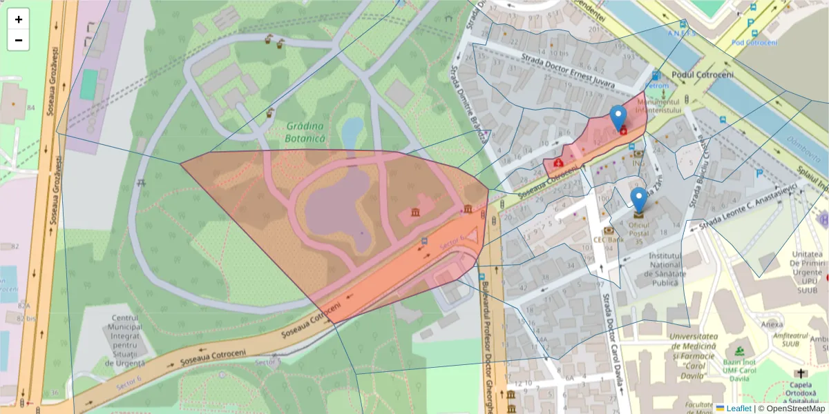 Hartă a codului poștal  și a codurilor poștale învecinate