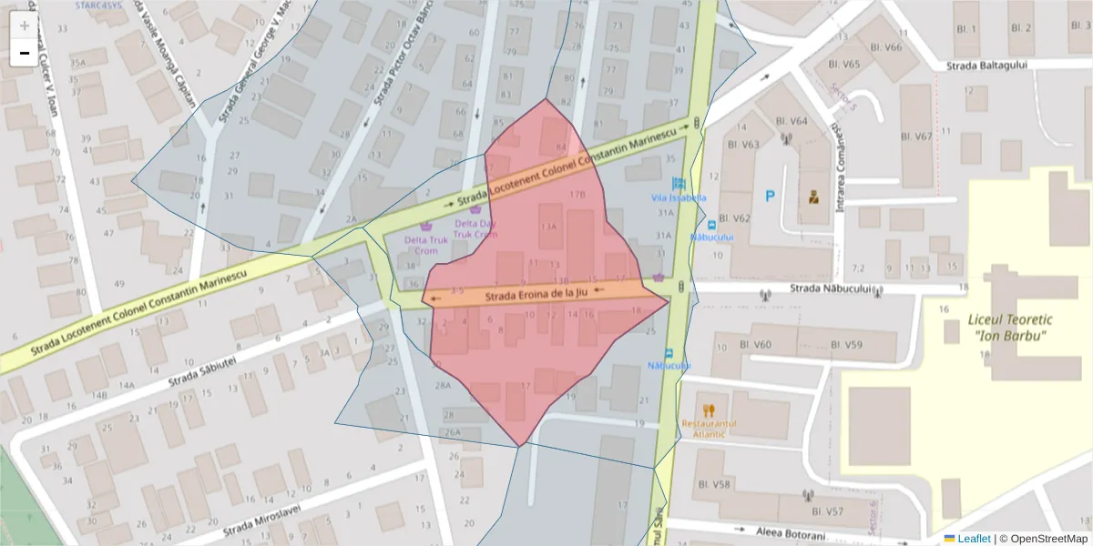 Hartă a codului poștal  și a codurilor poștale învecinate