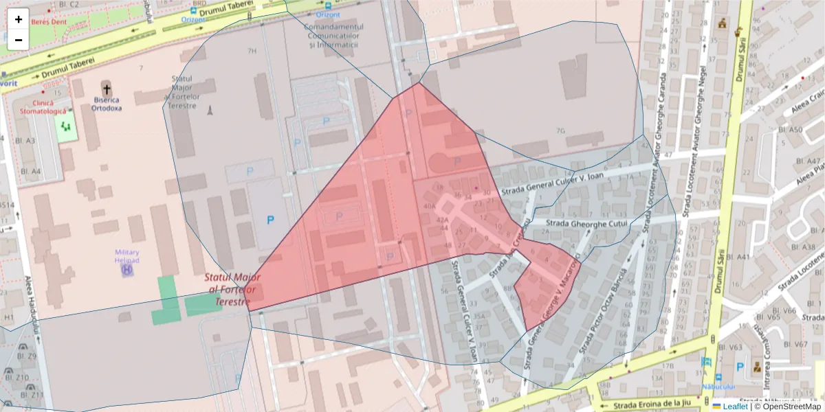 Hartă a codului poștal  și a codurilor poștale învecinate