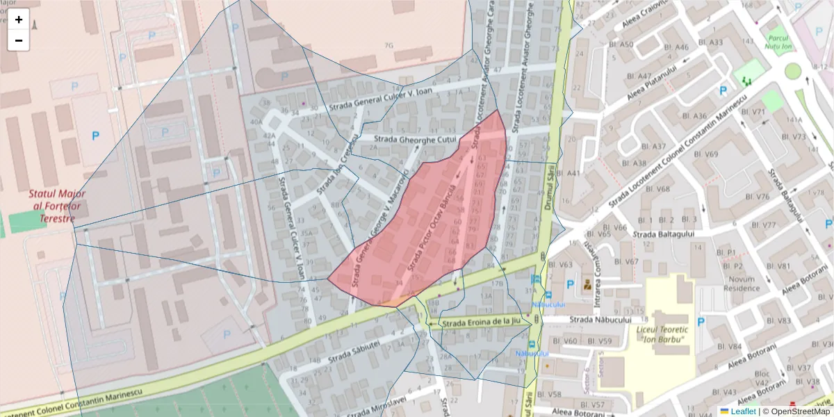 Hartă a codului poștal  și a codurilor poștale învecinate