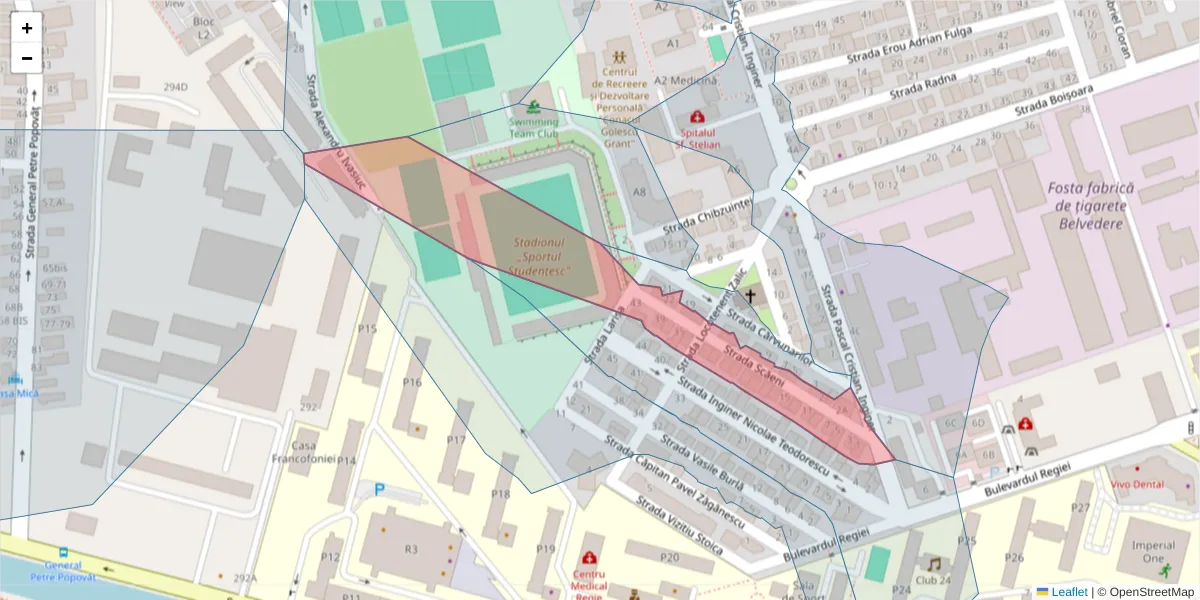 Hartă a codului poștal  și a codurilor poștale învecinate