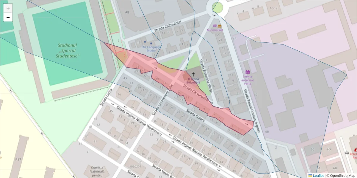 Hartă a codului poștal  și a codurilor poștale învecinate