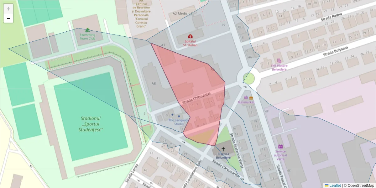 Hartă a codului poștal  și a codurilor poștale învecinate