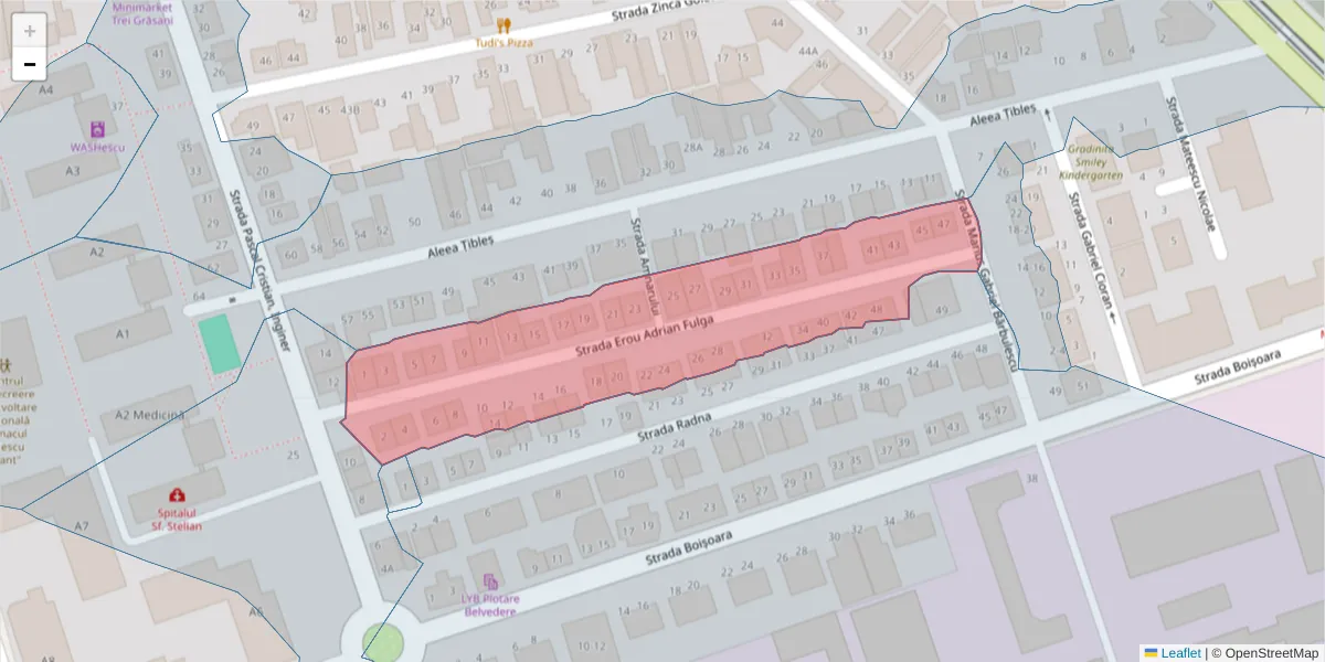 Hartă a codului poștal  și a codurilor poștale învecinate