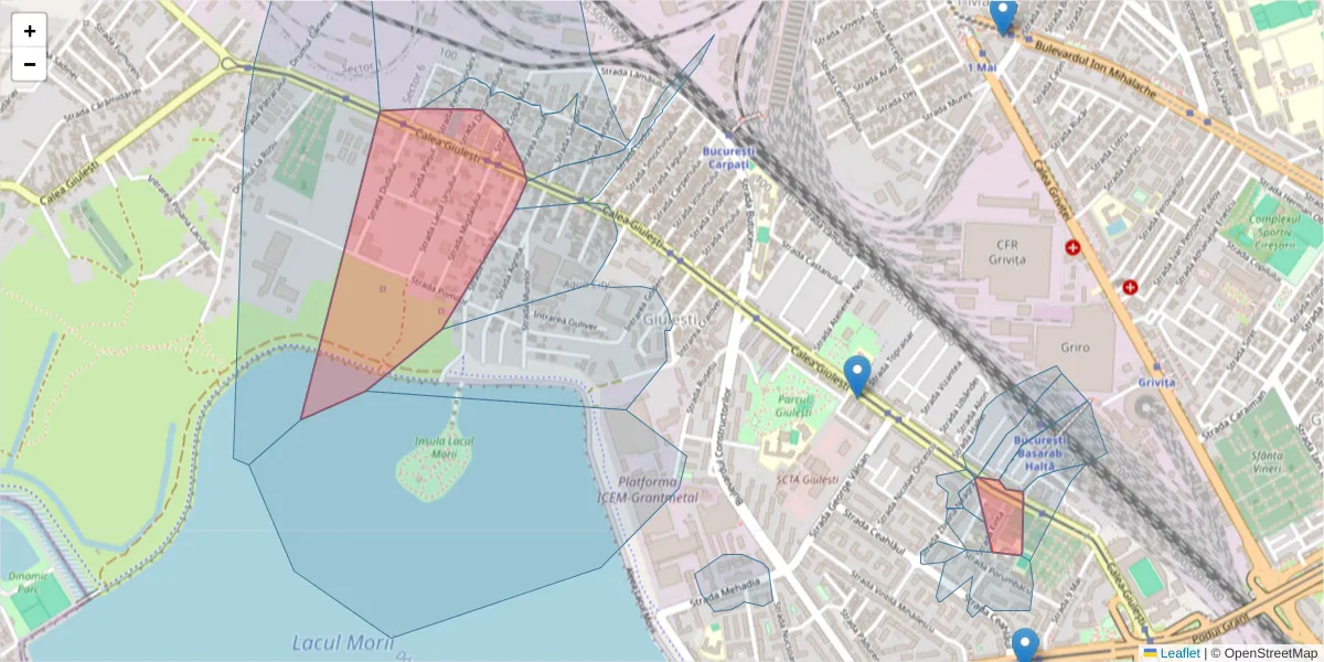 Hartă a codului poștal  și a codurilor poștale învecinate