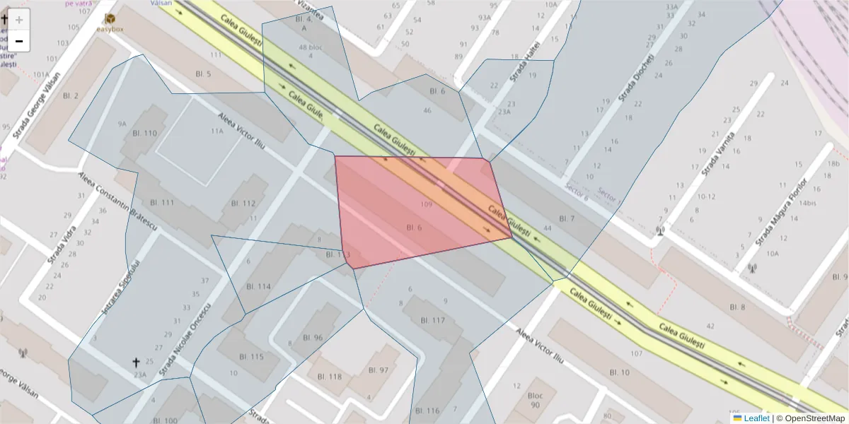 Hartă a codului poștal  și a codurilor poștale învecinate