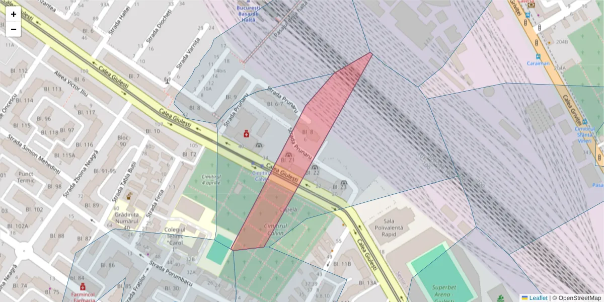 Hartă a codului poștal  și a codurilor poștale învecinate
