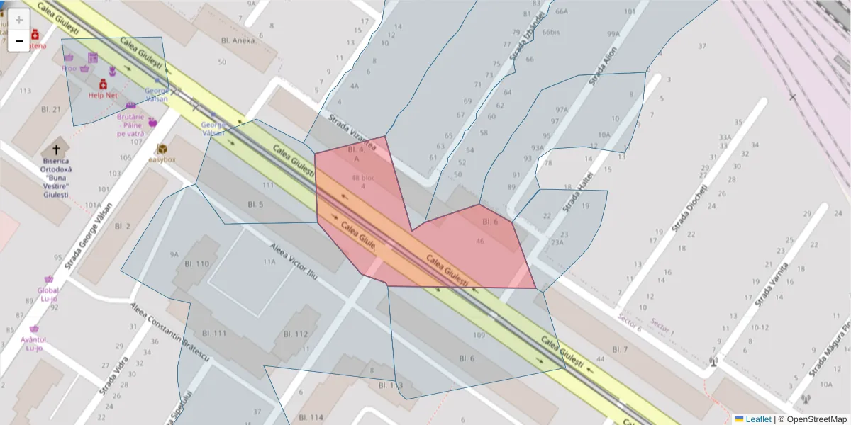 Hartă a codului poștal  și a codurilor poștale învecinate