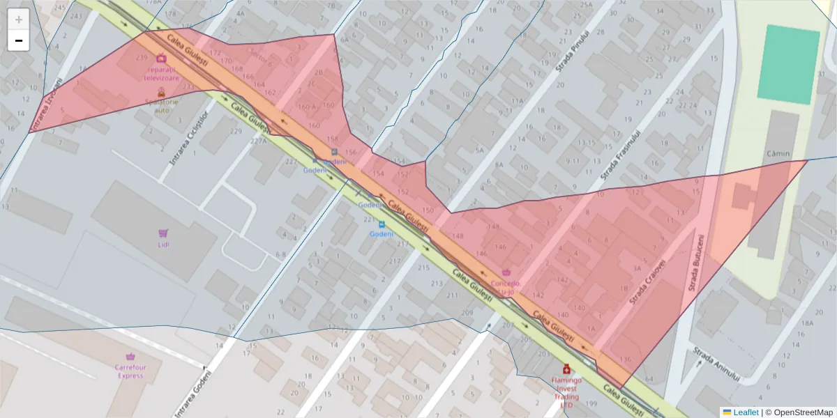 Hartă a codului poștal  și a codurilor poștale învecinate