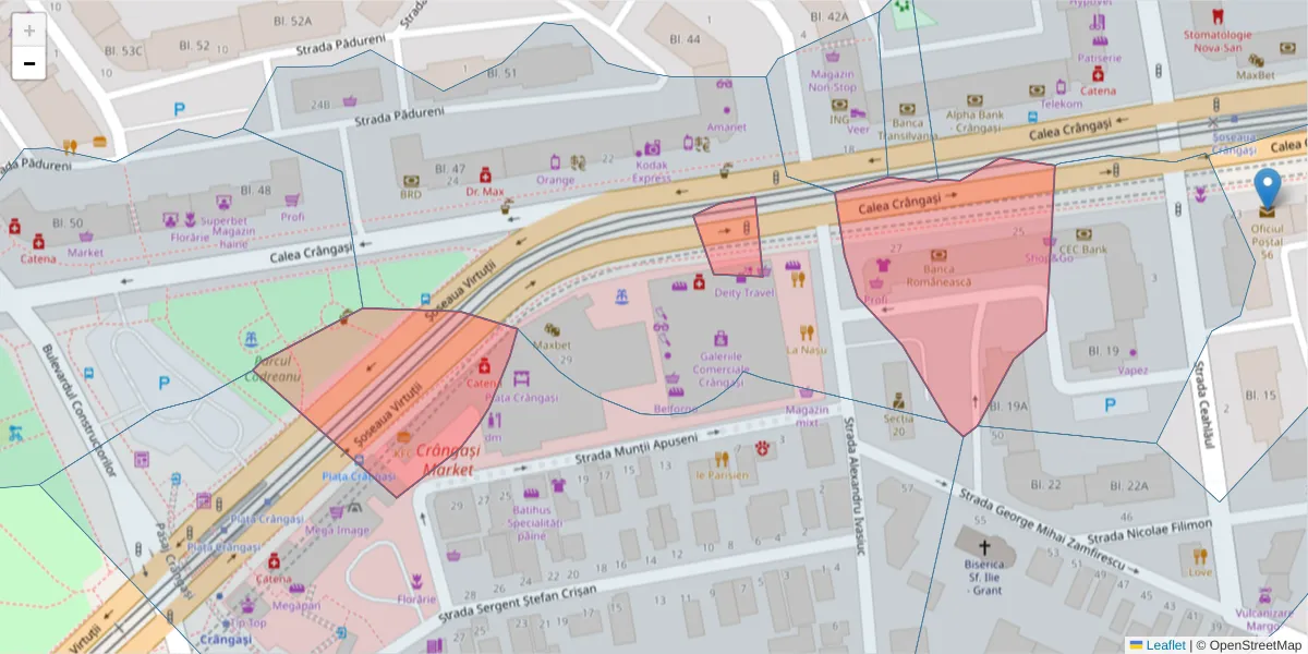 Hartă a codului poștal  și a codurilor poștale învecinate