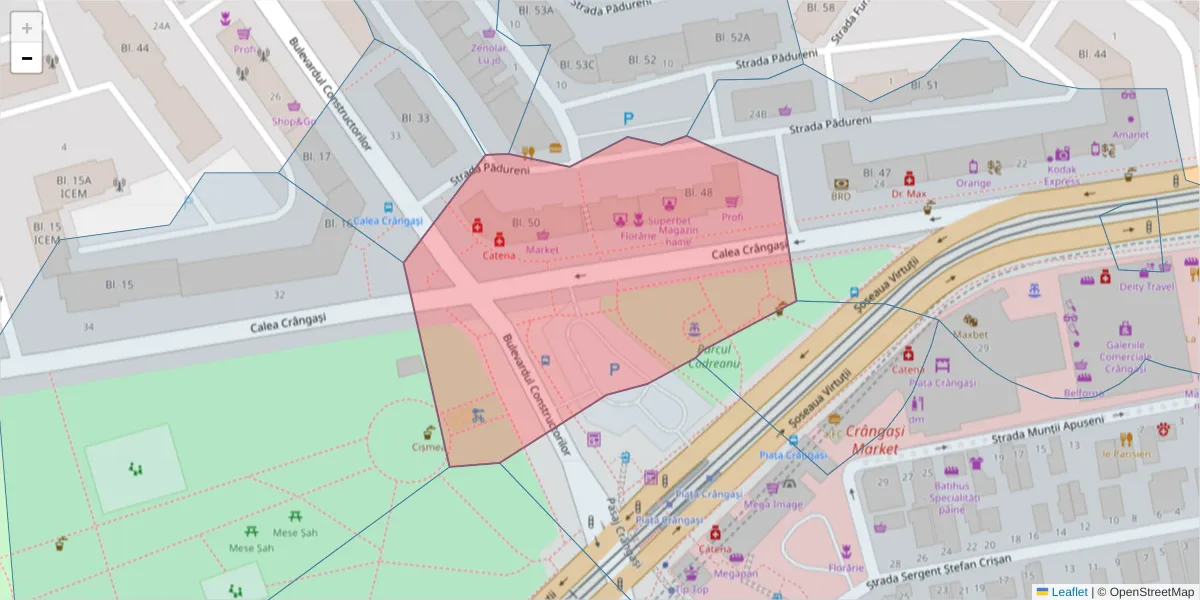 Hartă a codului poștal  și a codurilor poștale învecinate