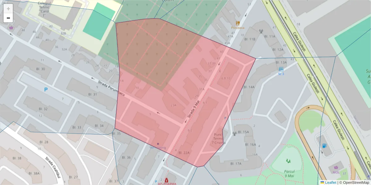 Hartă a codului poștal  și a codurilor poștale învecinate