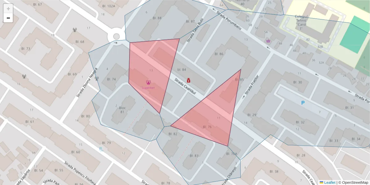 Hartă a codului poștal  și a codurilor poștale învecinate