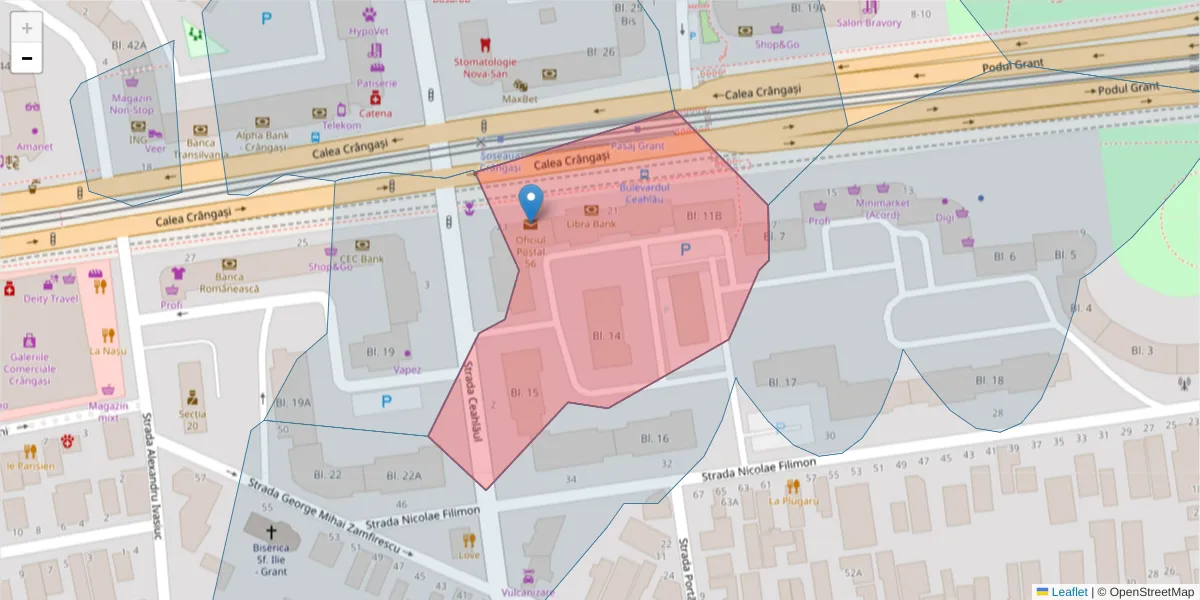 Hartă a codului poștal  și a codurilor poștale învecinate