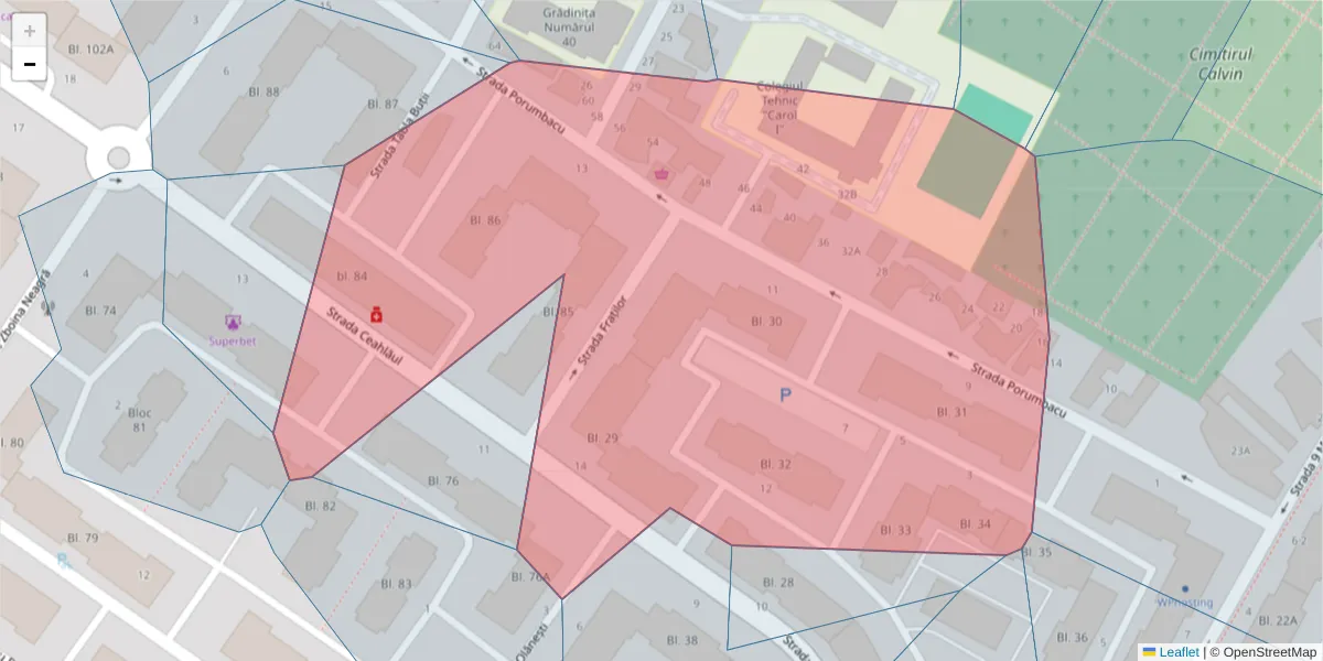 Hartă a codului poștal  și a codurilor poștale învecinate