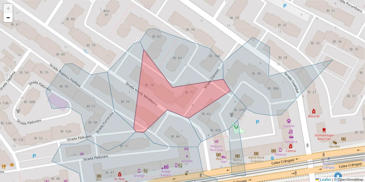 Hartă a codului poștal  și a codurilor poștale învecinate