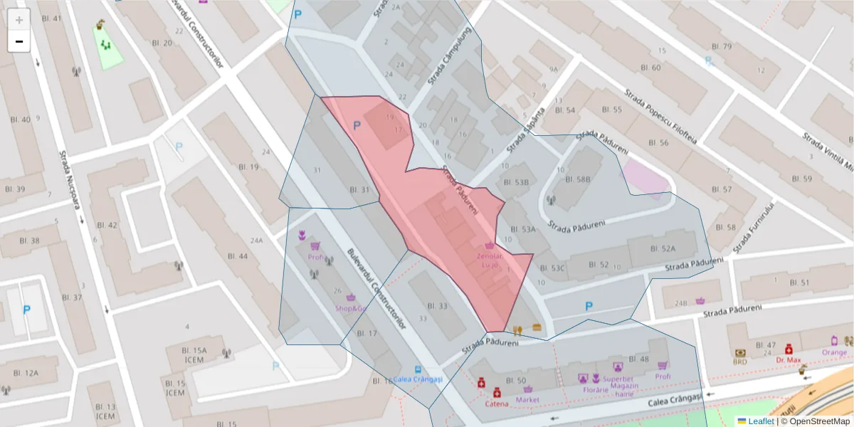 Hartă a codului poștal  și a codurilor poștale învecinate