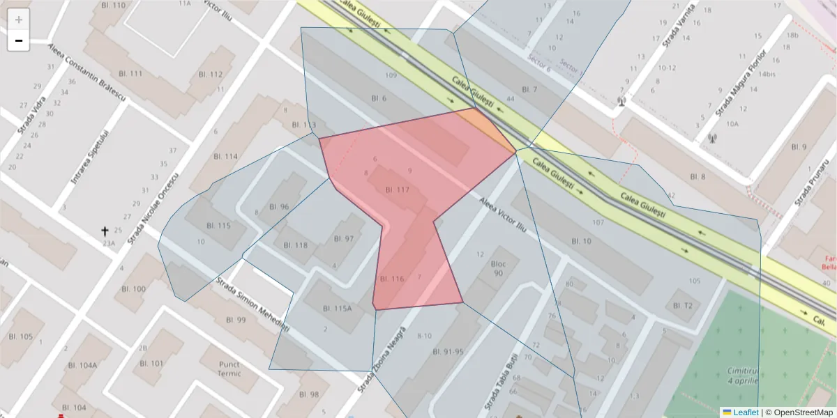 Hartă a codului poștal  și a codurilor poștale învecinate