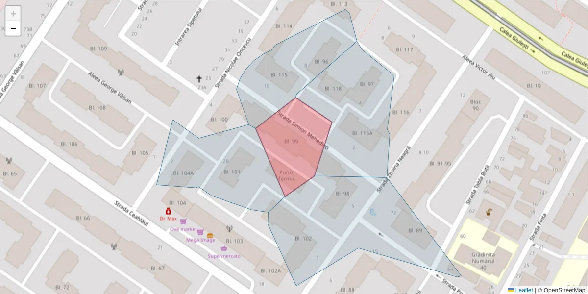Hartă a codului poștal  și a codurilor poștale învecinate