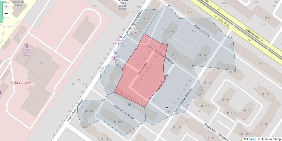 Hartă a codului poștal  și a codurilor poștale învecinate