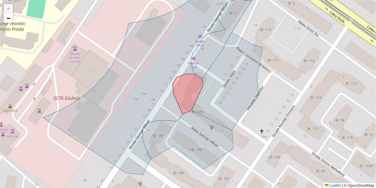 Hartă a codului poștal  și a codurilor poștale învecinate