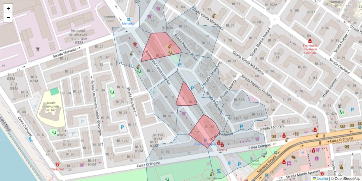 Hartă a codului poștal  și a codurilor poștale învecinate