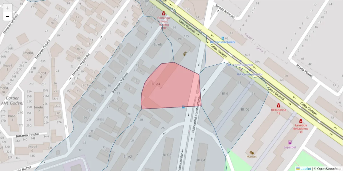 Hartă a codului poștal  și a codurilor poștale învecinate