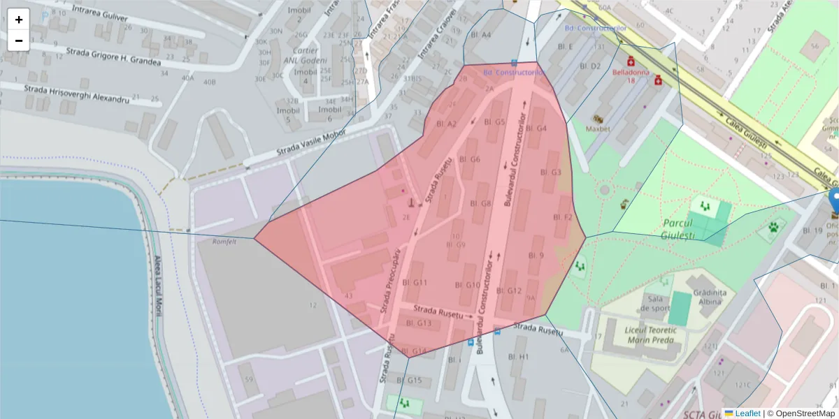 Hartă a codului poștal  și a codurilor poștale învecinate