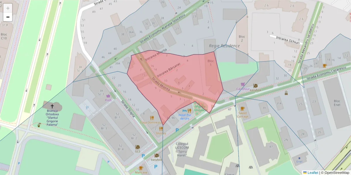 Hartă a codului poștal  și a codurilor poștale învecinate