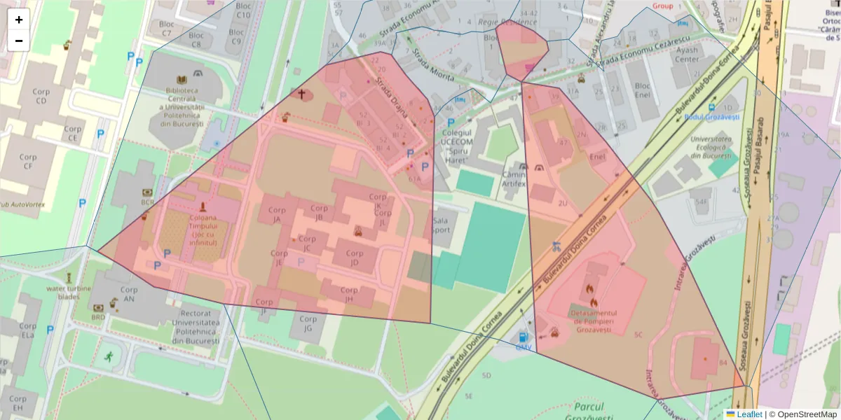 Hartă a codului poștal  și a codurilor poștale învecinate