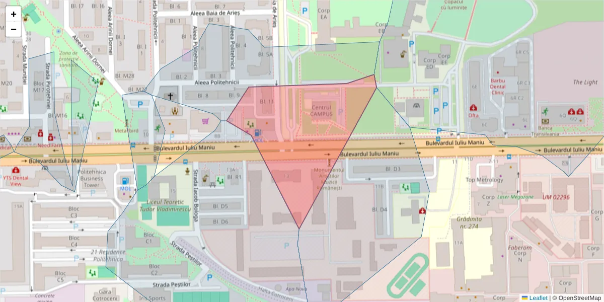 Hartă a codului poștal  și a codurilor poștale învecinate