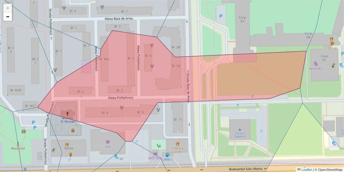 Hartă a codului poștal  și a codurilor poștale învecinate