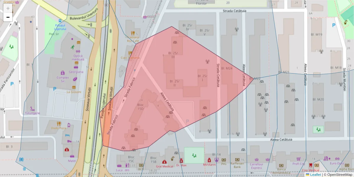 Hartă a codului poștal  și a codurilor poștale învecinate