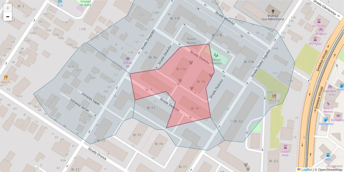 Hartă a codului poștal  și a codurilor poștale învecinate