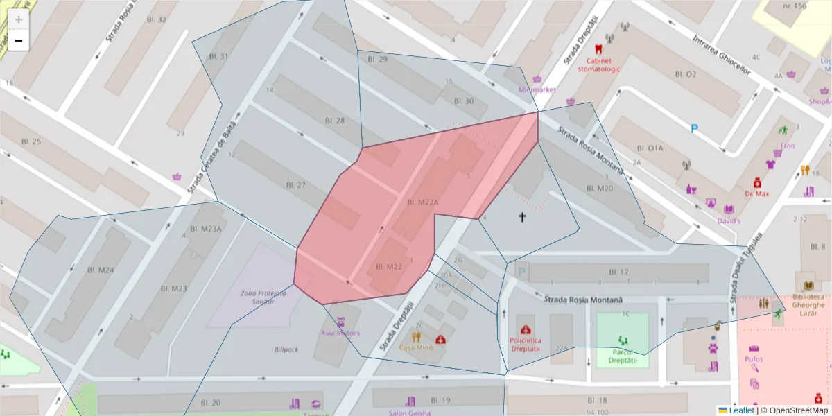 Hartă a codului poștal  și a codurilor poștale învecinate