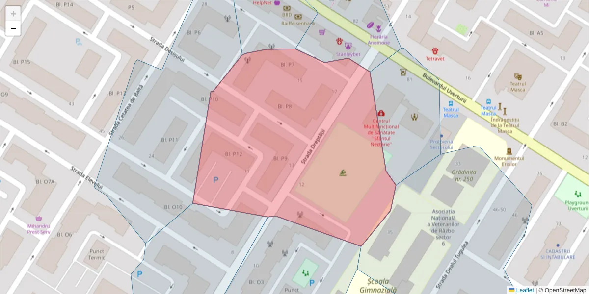 Hartă a codului poștal  și a codurilor poștale învecinate