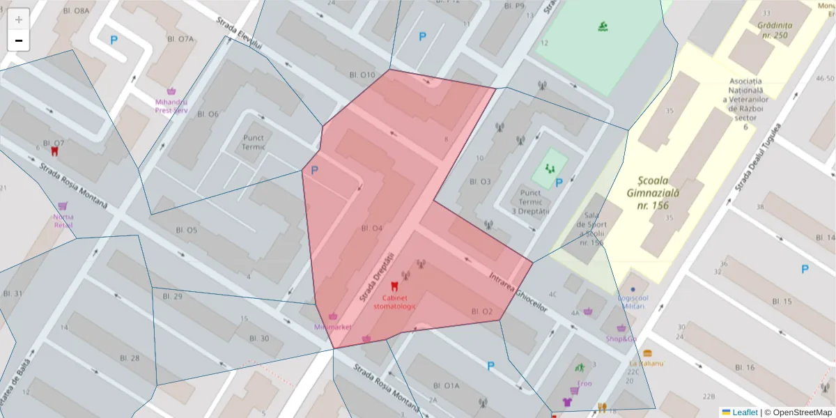 Hartă a codului poștal  și a codurilor poștale învecinate