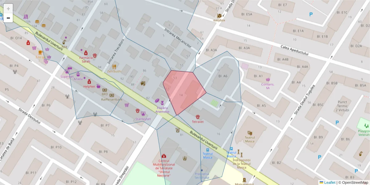 Hartă a codului poștal  și a codurilor poștale învecinate