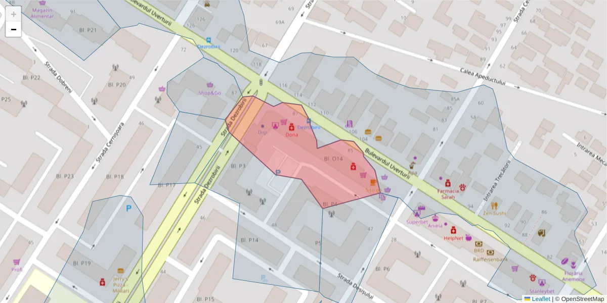 Hartă a codului poștal  și a codurilor poștale învecinate
