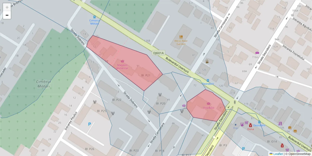 Hartă a codului poștal  și a codurilor poștale învecinate