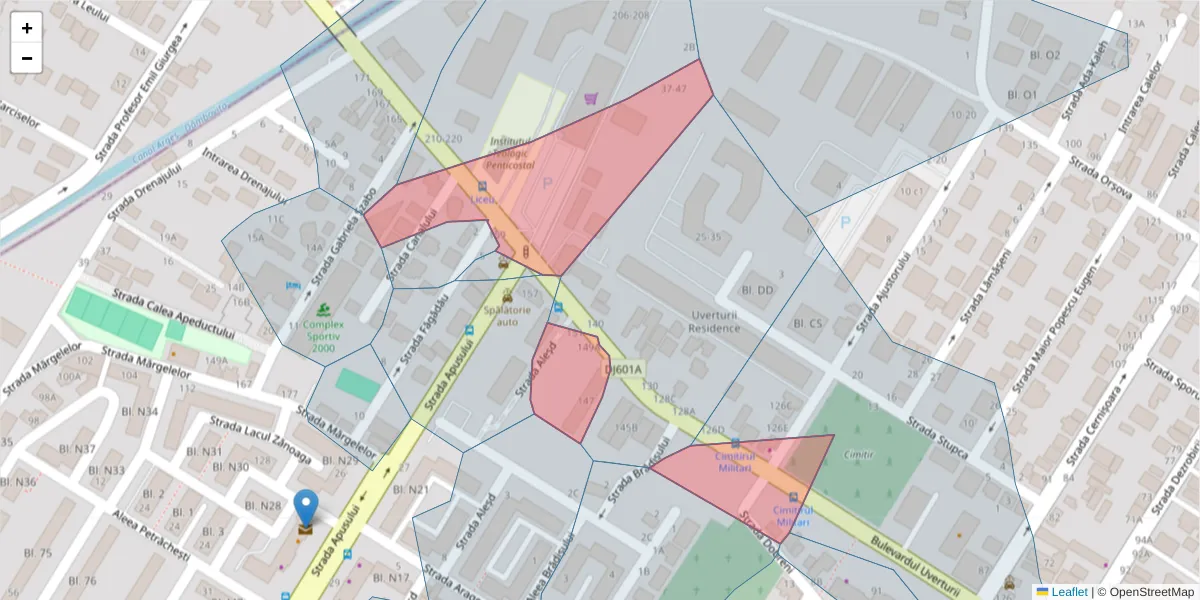 Hartă a codului poștal  și a codurilor poștale învecinate